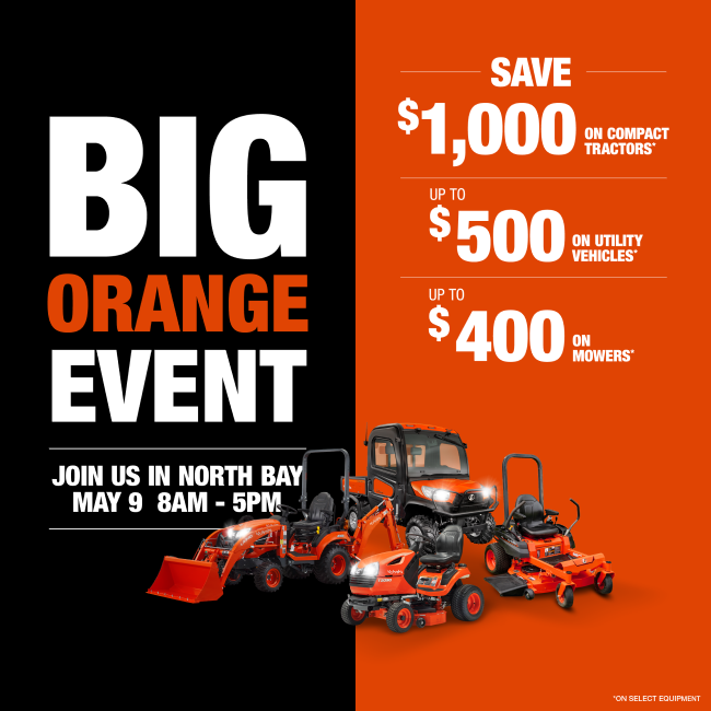 Kubota Big Orange Event Sale - Join Us May 9th